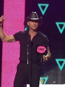 This was during Tim's acceptance speech after he won for his video "Humble and Kind"... 