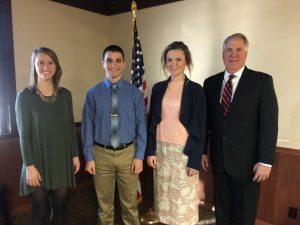 From Clinton County, pictured left to right above: Tori Voyles of Aviston (USAFA), Seth Terwilliger of New Baden (USAFA), Aften Richter of Highland (USAFA, USNA), and Shimkus. 